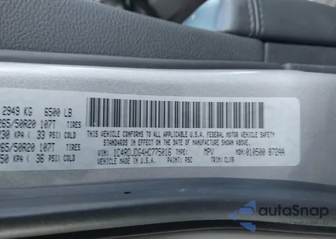 2017 Dodge Durango Gt Awd z USA, uszkodzony, nr VIN 1C4RDJDG4HC775016